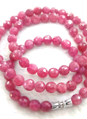 天然红宝石切面项链刚玉珠子手串