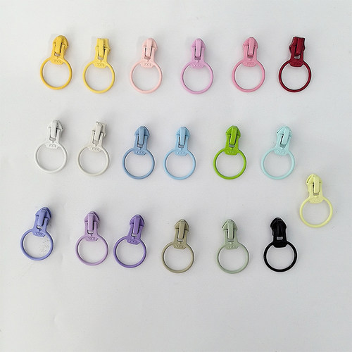 正品YKK尼龙码装圆环拉头3号5号彩色配件包羽绒服拉链头圆圈拉头 - 图1