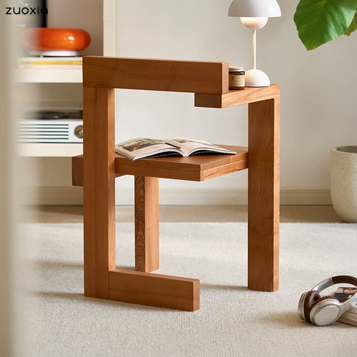 左下 Бывший в употреблении обеденный стул из цельного дерева, простой домашний стул в японском стиле ретро, ​​креативный интернет-дизайнерский стул для отдыха знаменитостей