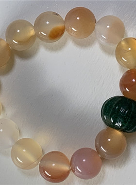 手工博山老琉璃瓜珠天然玛瑙手串
