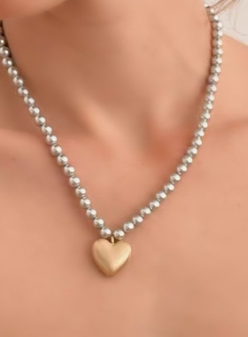 Felix珍珠项链爱心吊坠串珠项链简约气质锁骨链轻奢小众颈链通勤
