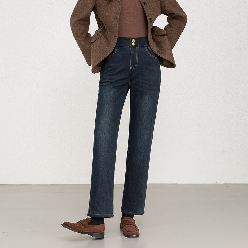 加绒牛仔裤女秋冬季2025新款高腰加厚直筒裤子小个子显瘦保暖长裤,淘宝优惠券,粉丝福利购,淘宝优惠卷