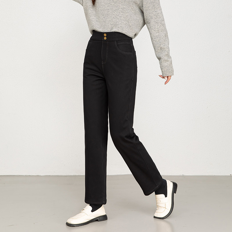加绒牛仔裤女秋冬季2025新款高腰加厚直筒裤子小个子显瘦保暖长裤,淘宝优惠券,粉丝福利购,淘宝优惠卷