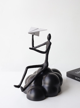 现代艺术抽象人物小雕塑纸飞机电视柜开放柜办公室装饰元素样板房