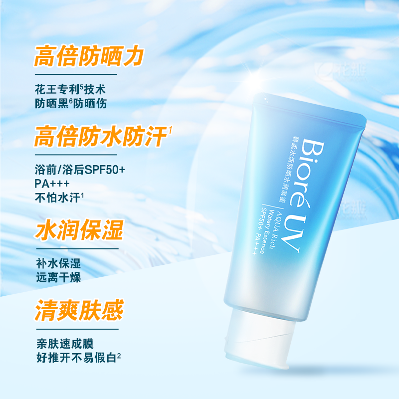 花王碧柔Biore水活防晒水润凝蜜50g*2面部隔离身体秋冬SPF50+