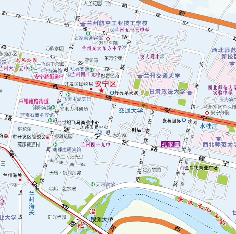 2024兰州交通旅游地图 兰州CITY 兰州城市全图 交通旅游生活大学及学校分布 甘肃省交通旅游图皋兰永登红古榆中城 - 图2