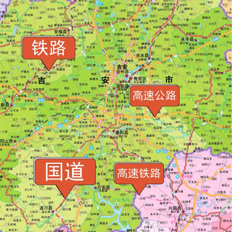 江西省地图 2024新版 高清印刷 折叠便携 城市交通路线行政区化 南昌赣州上饶市 约106*75厘米 星球地图出版社 正版新版 - 图1