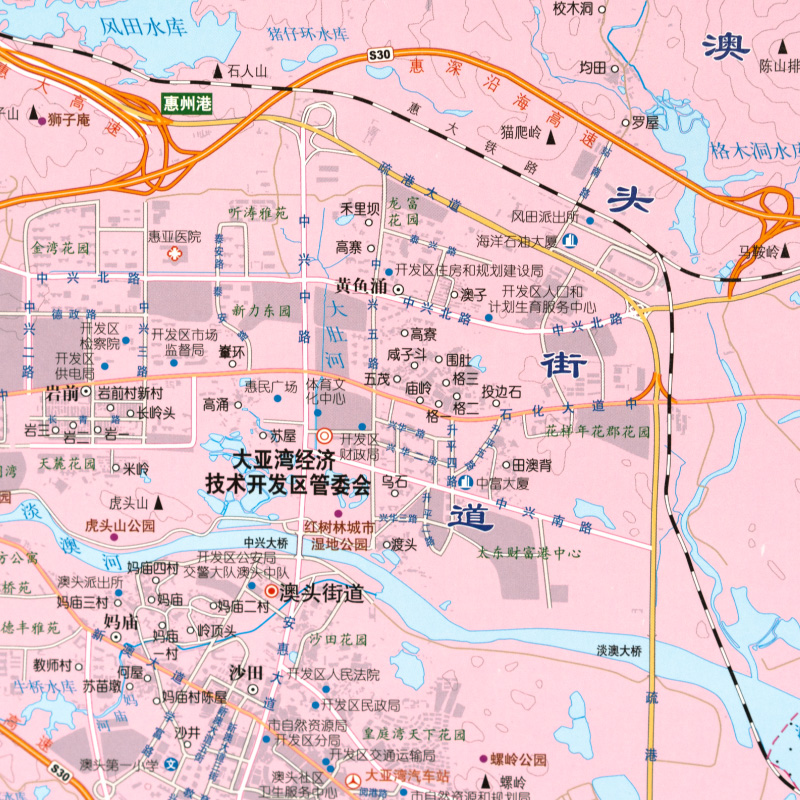 广东省惠州市 大亚湾经济技术开发区地图 大亚湾交通地图 双面覆膜 全彩印刷 广东省地图出版社 - 图1