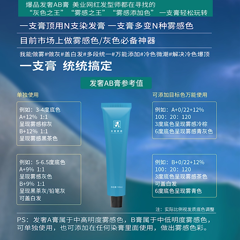 不漂黑茶灰雾感聚色膏免漂盖白发发奢染发膏绿宸一步雾色二步灰色-图0