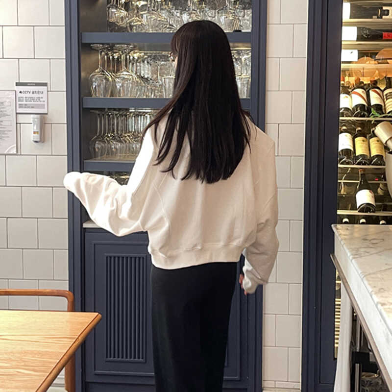 Partysu韩国代购卫衣女春季新款纯色短款百搭气质上衣BB4259