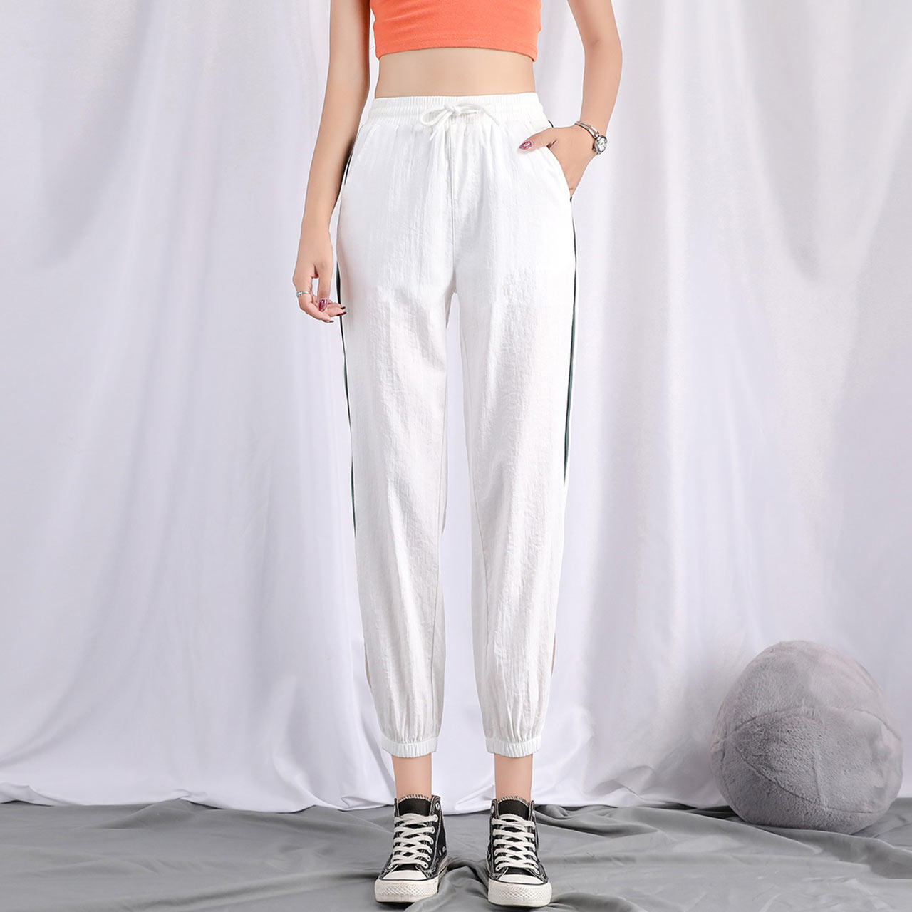 真维斯女款梭织春秋休闲裤 真维斯时尚休闲裤