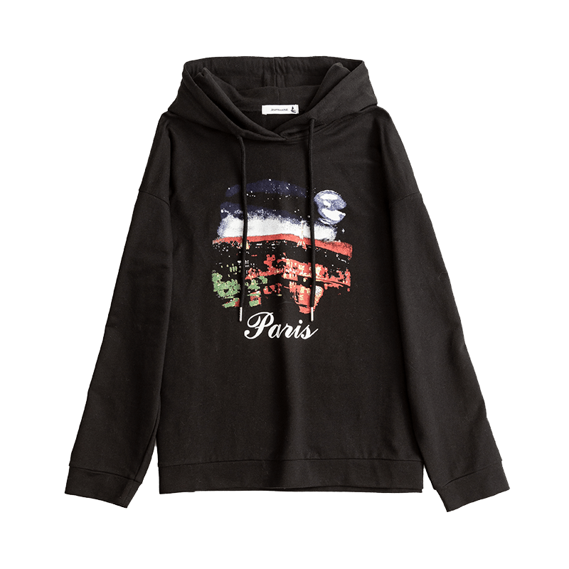 真维斯韩版印花学院风减龄宽松卫衣 真维斯时尚卫衣/绒衫