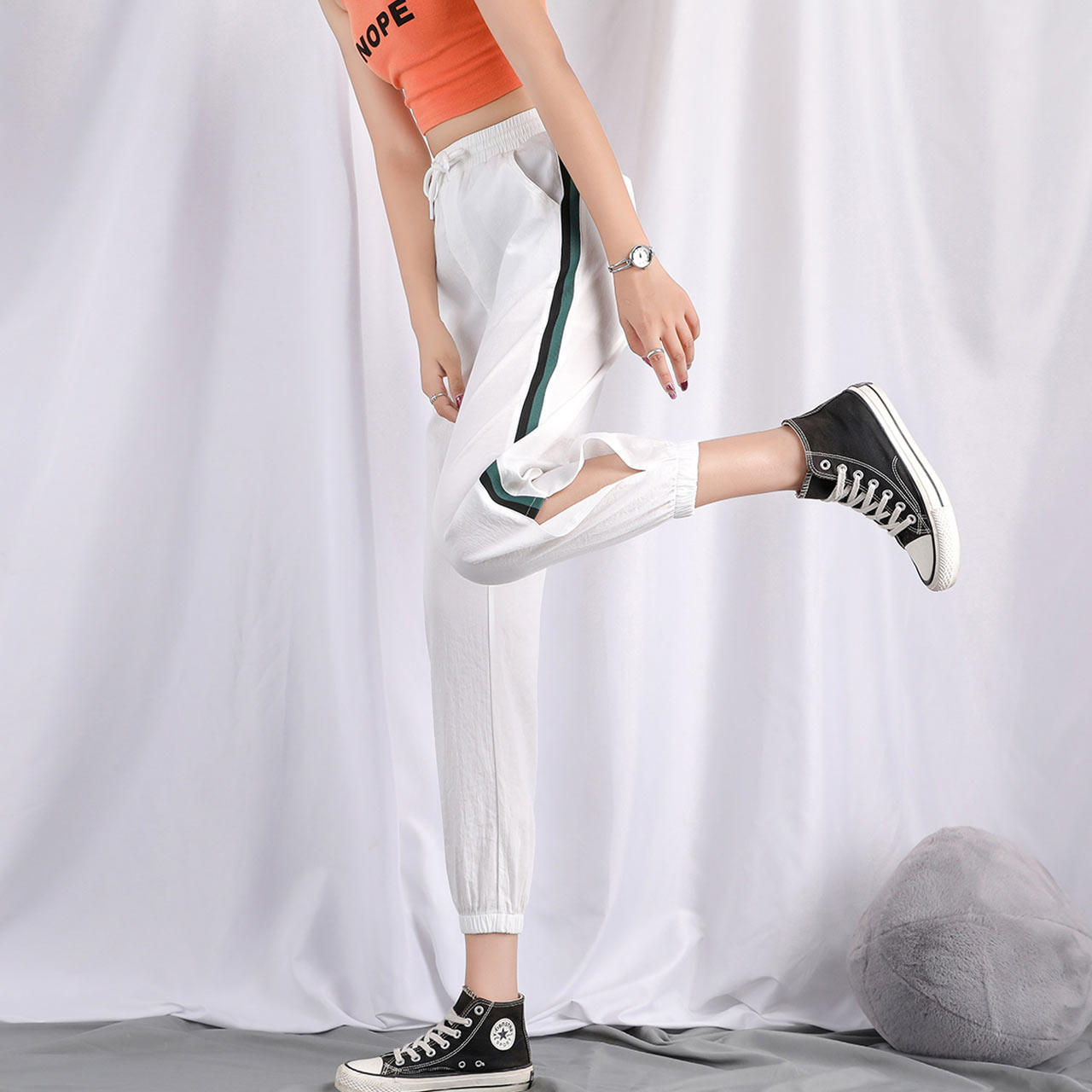 真维斯女款梭织春秋休闲裤 真维斯时尚休闲裤