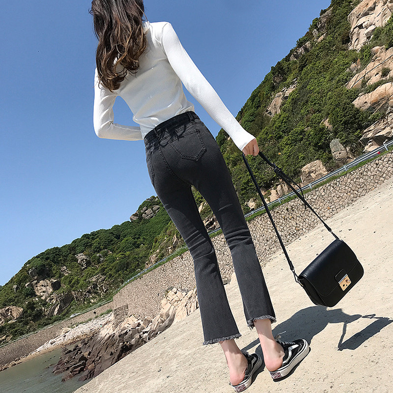 真维斯秋装新款高腰毛边韩版牛仔裤 真维斯时尚牛仔裤