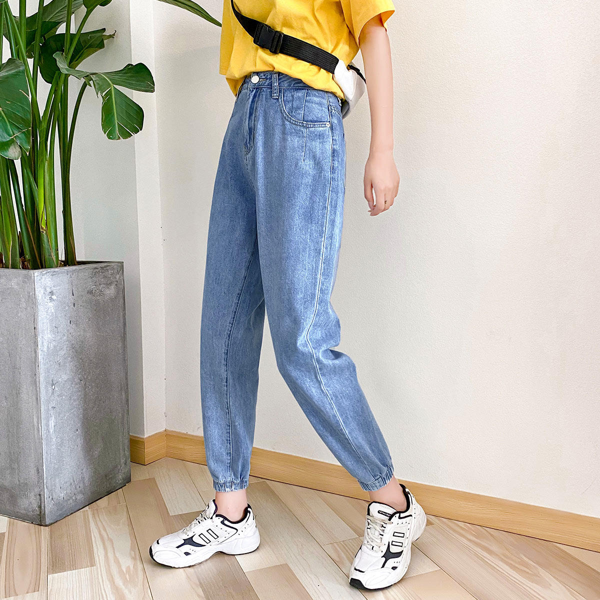 真维斯秋季高腰显瘦宽松休闲长裤 真维斯时尚牛仔裤