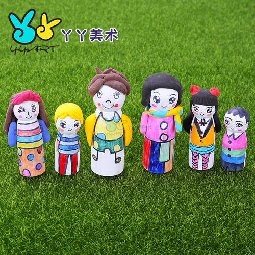 布丁木偶娃娃木人幼教美工美劳创意涂鸦白膜儿童手工DIY制作材料 - 图1
