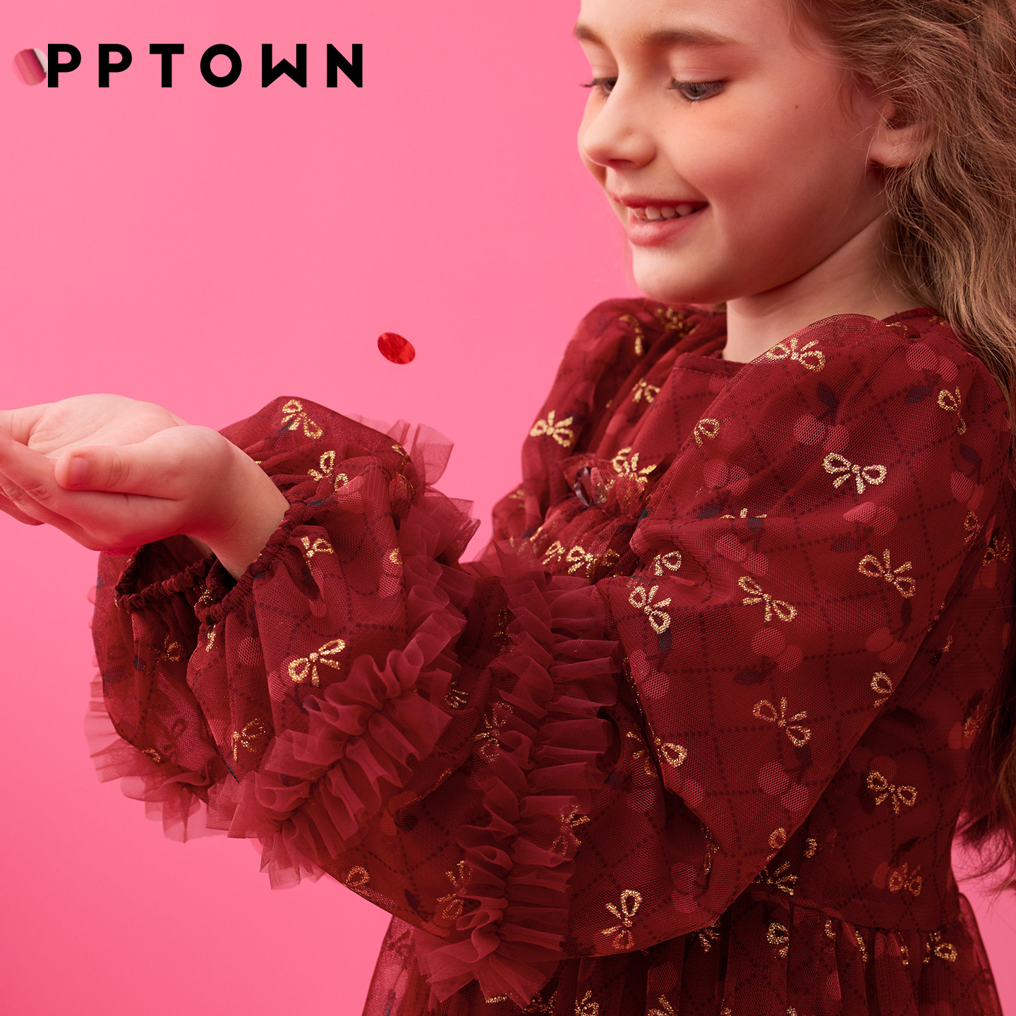 女童礼服连衣裙秋冬装2025新款儿童网纱裙小女孩红色生日拜年服,淘宝优惠券,粉丝福利购,淘宝优惠卷