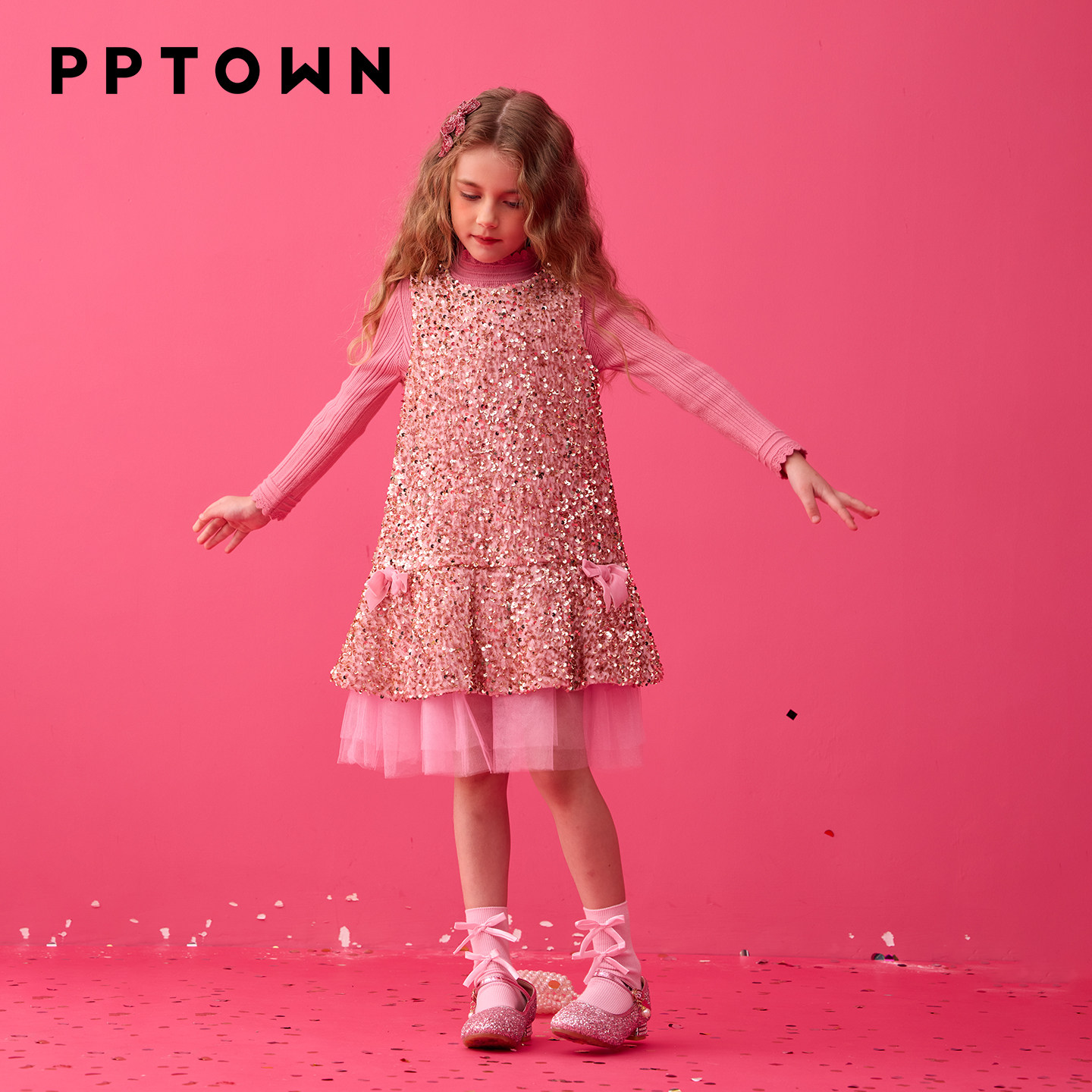 女童连衣裙亮片钉珠裙子冬季新款女儿童派对A字背心裙新年拜年服,淘宝优惠券,粉丝福利购,淘宝优惠卷