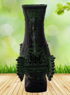 帝王双虎六棱瓶聚财仿古青铜器