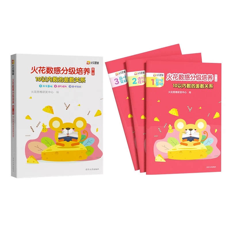 火花数感分级培养1-5级 全5册6-12岁儿童数学启蒙书籍 幼小衔接整合教材 一年级小学入学准备幼儿园数学加减法练习册 火花思维研发