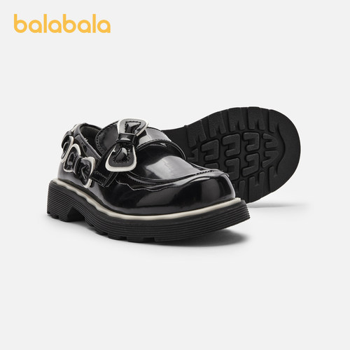 巴拉巴拉童鞋女童公主鞋儿童JK小皮鞋春秋蝴蝶结复古鞋子时尚撞色 - 图0