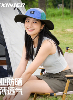 夏季女士户外护颈防晒渔夫帽