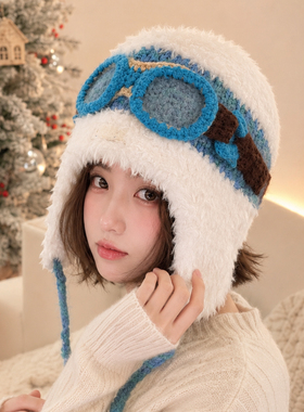 女款冬季毛绒护耳防风雷锋帽