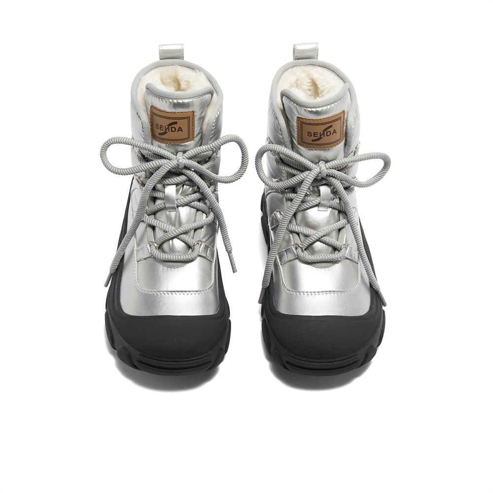 森达雪地靴女鞋冬款户外舒适保暖厚底棉鞋短靴ZTE07DD4