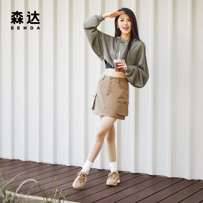 森达可可拿铁阿甘鞋女鞋25新款款运动鞋拼接厚底休闲鞋ZTF27