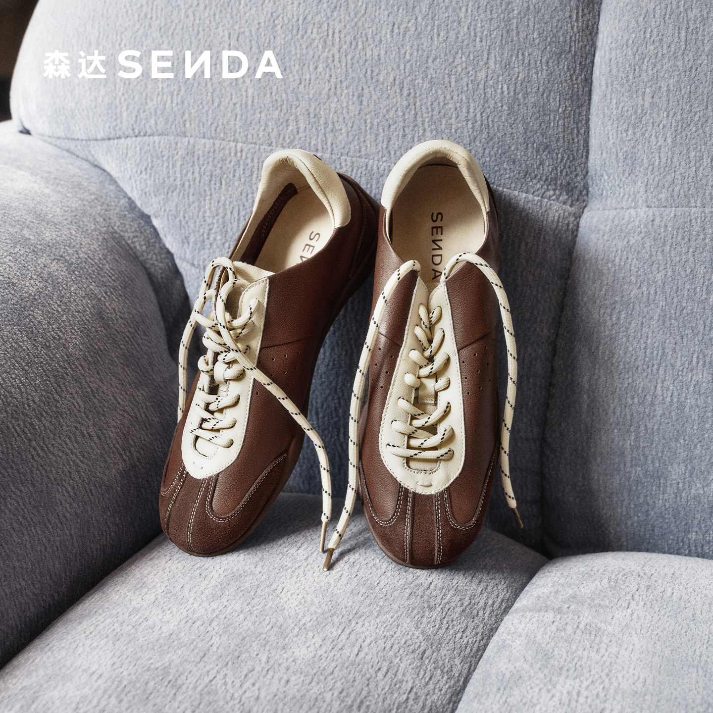 森达复古软底德训鞋2026年新款轻便不累脚牛皮阿甘运动鞋舒服女鞋,淘宝优惠券,粉丝福利购,淘宝优惠卷