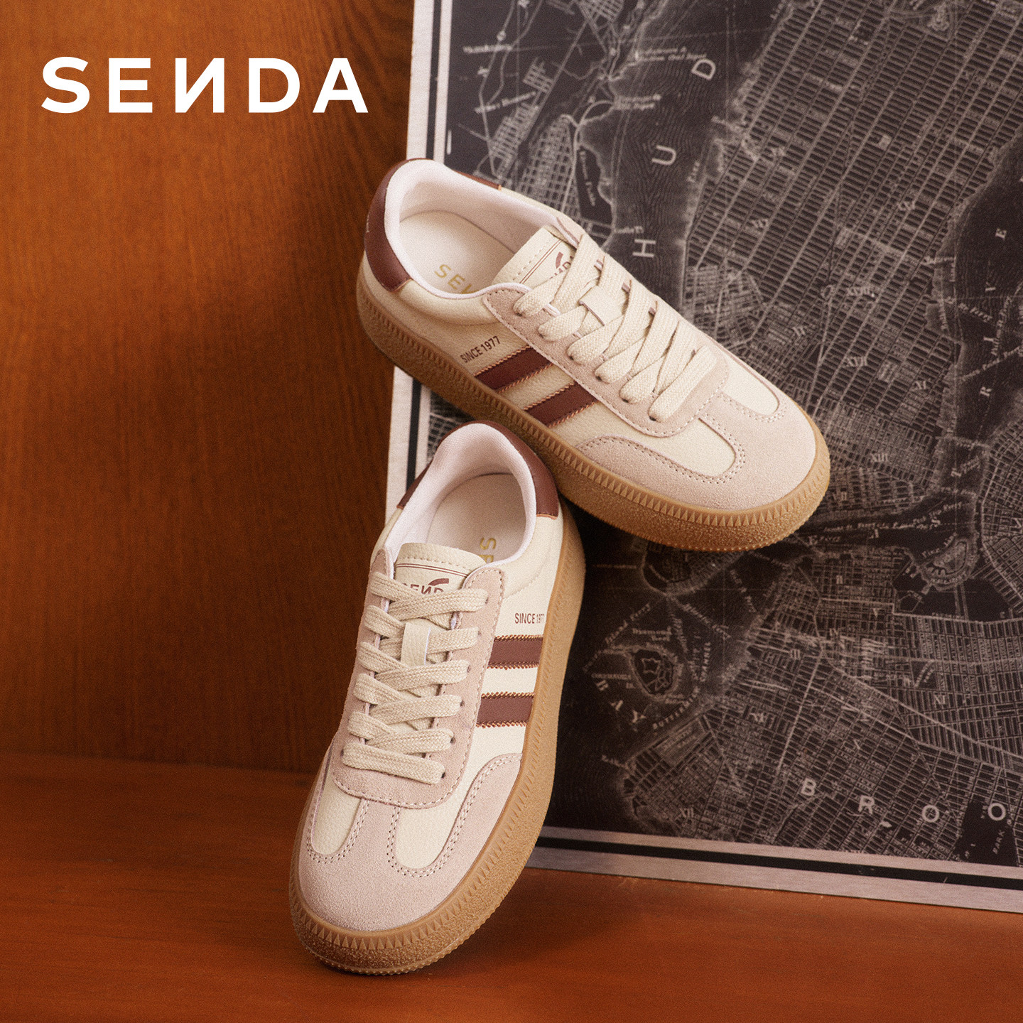 【新年礼物】森达经典厚底德训鞋女款增高休闲小白板鞋运动女鞋,淘宝优惠券,粉丝福利购,淘宝优惠卷