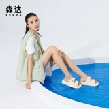 Senda Summer New Throking Mall Тот же липучка клетчатая плоская ткань, повседневная женская сандалии 4C337BT1