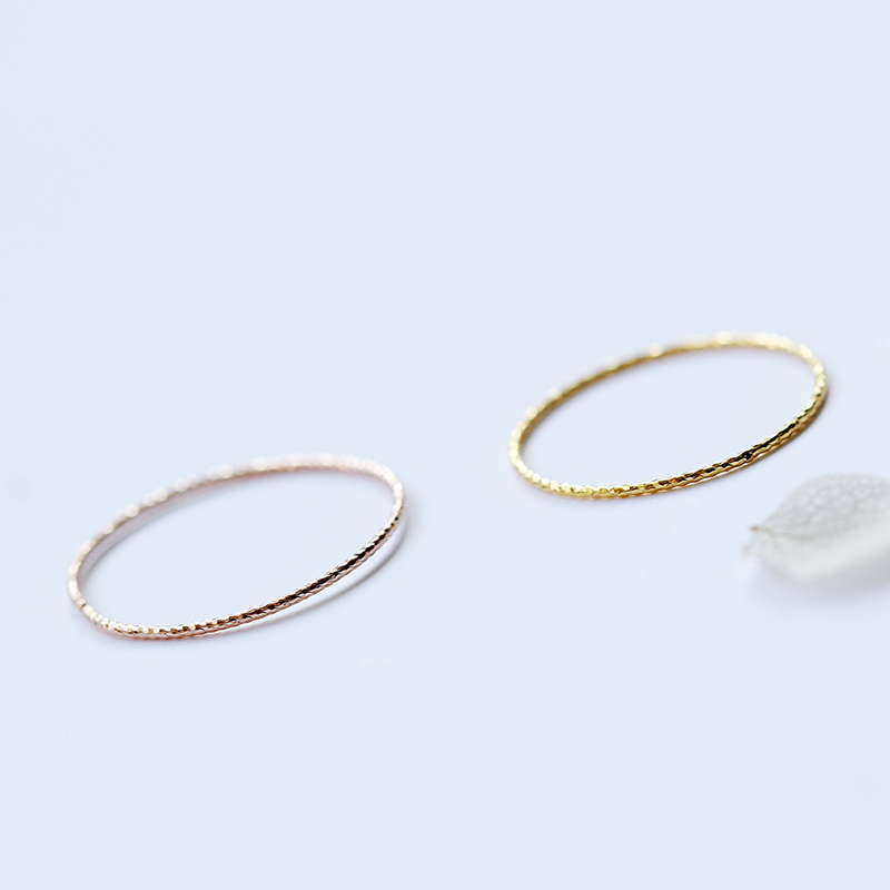 金戒指女玫瑰金车花细指环日韩简约食指关节戒女尾戒 正品 MEDO 18K 金戒指女玫瑰金车花细指环日韩简约食指关节戒女尾戒 正品 MEDO 18K