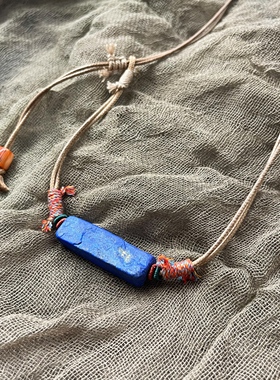 原创设计纯手作天然老矿青金原矿石项链