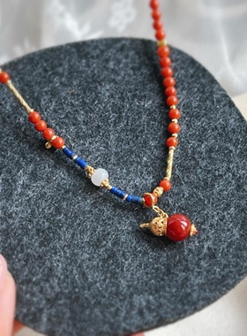 原创设计精品天然南红小米珠百搭多戴款珠链