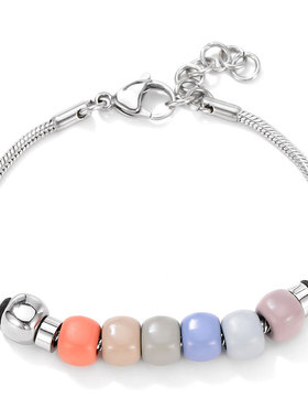 GENANX闪电潮牌彩色珠情侣款手链莫兰迪色合金珠可调节钛钢手饰女