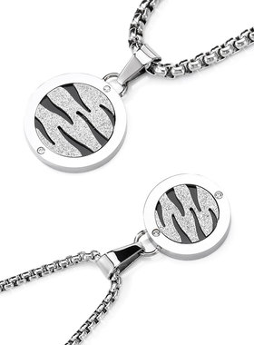 GENANX闪电潮牌挂链男女圆形闪钻波浪2021新款情侣项链一对情人节