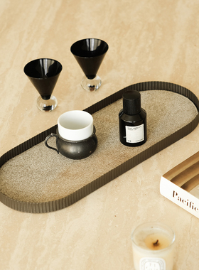 ladylike 轻奢金属马毛托盘 客厅茶几桌面收纳置物盘软装饰品摆件