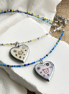 定制滴胶爱心宠物情侣项链