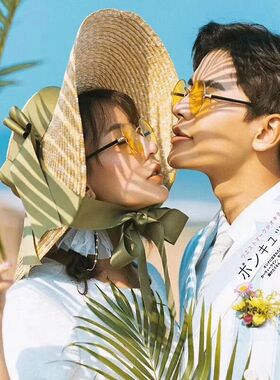 草帽帽子平顶沙滩婚纱摄影道具