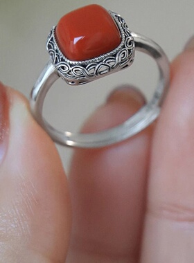 925银复古做旧民族风方糖戒指