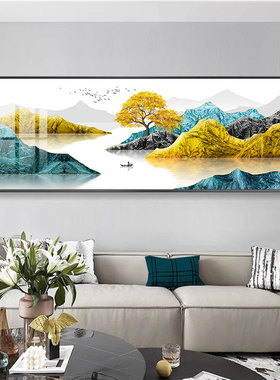 风景客厅装饰画背景墙常青树北欧