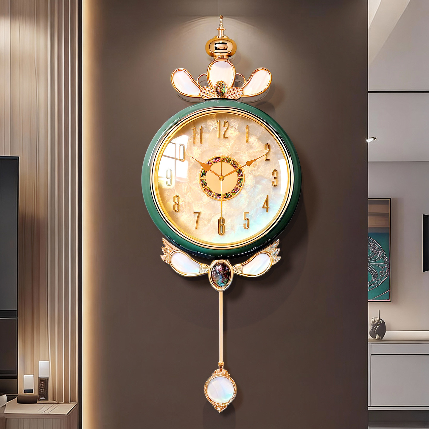 欧式贝壳挂钟轻奢高级客厅高端挂墙钟表时钟2025新款法式创意家用,淘宝优惠券,粉丝福利购,淘宝优惠卷