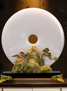 天然玉石！中式珐琅彩平安扣摆件