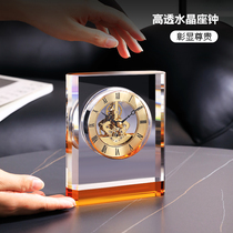 Modern light extravagant crystal small seat bell clock placed mechanical clock living room 2023 new sitting clock home fashion