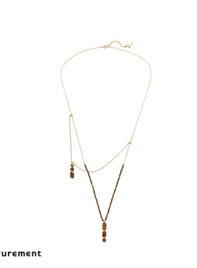 辛芷蕾meaxurement每述虎眼石红玛瑙双吊坠可调节多戴法项链原创