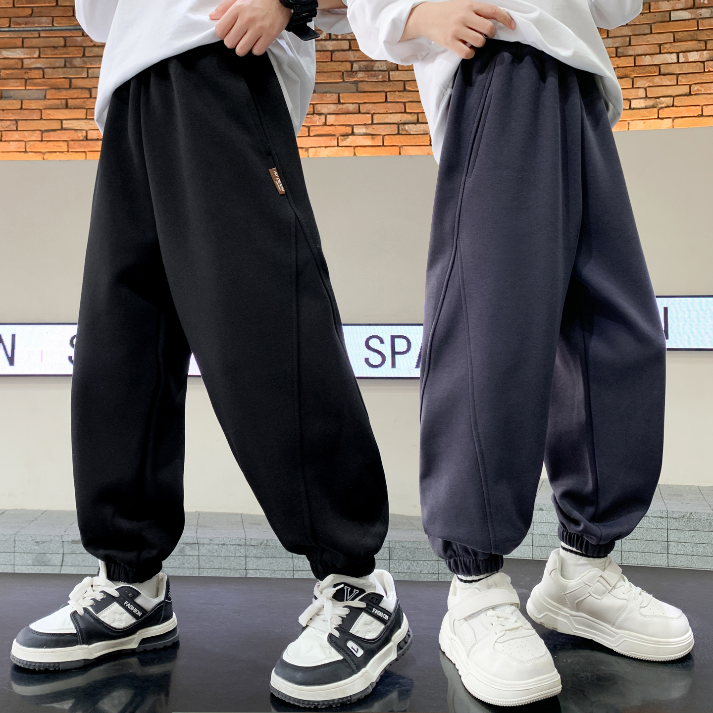 男童裤子秋冬装2025新款中大童冬季加绒儿童痞帅男孩运动卫裤厚潮 - 图3