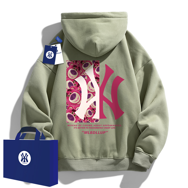 奥特莱斯重磅连帽卫衣男女秋冬加绒美式高街学生青少年外套上衣 - 图1