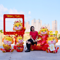 New Years Zodiac GRP Large hem Spring Festival Cartoon Dragon Sculpture Park District Commercial Square Mascot Beauty Chen