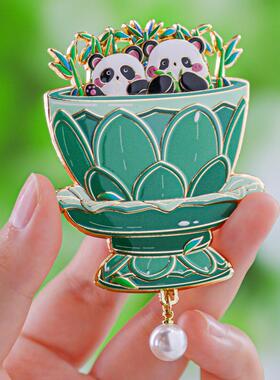 秘色瓷莲花碗熊猫冰箱贴中国风博物馆苏州文创旅游纪念品复古礼物